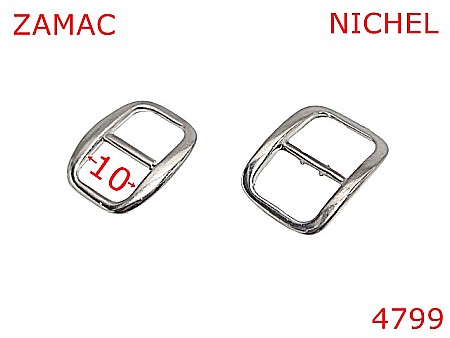 Catarame cu reglaj - 4799/Catarama de reglaj curelusa marochinarie-10-mm-zamac--nichel--R17---