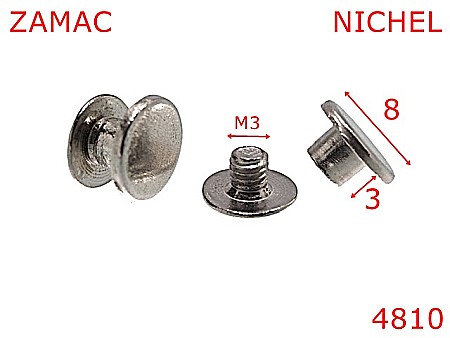 Suruburi fixare - 4810/Surub fixare catarama curea -3-mm-zamac--nichel-AD33----