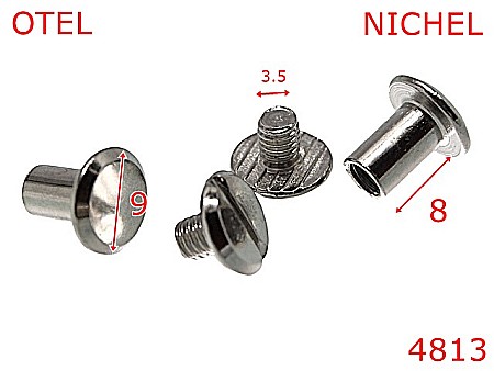 Suruburi fixare - 4813/Surub fixare catarama curea -8-mm-otel--nichel-AD36----