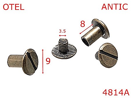 Suruburi fixare - 4814A/Surub fixare catarama curea -8-mm-otel--antic-AD37----