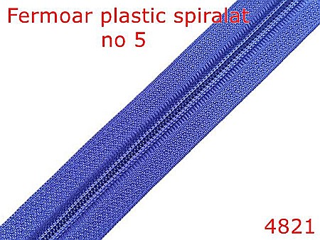 Fermoar - 4821/Fermoar plastic spiralat pentru confectii maochinarie-no 5--poliester--bleu-----