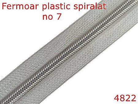 Fermoar - 4822/Fermoar plastic spiralat pentru confectii maochinarie-no 7--poliester--bej-----