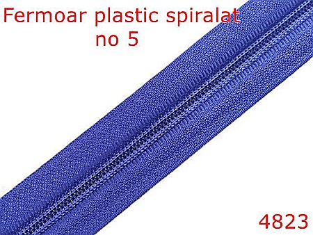 Fermoar - 4823/Fermoar plastic spiralat pentru confectii maochinarie-no 5--poliester--albastru-----