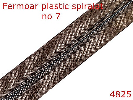 Fermoar - 4825/Fermoar plastic spiralat pentru confectii maochinarie-no 7--poliester--maron-----