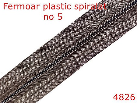 Fermoar - 4826/Fermoar plastic spiralat pentru confectii maochinarie-no 5--poliester--tabac-----