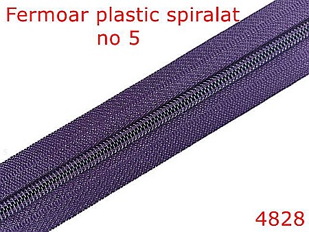 Fermoar - 4828/Fermoar plastic spiralat pentru confectii maochinarie-no 5--poliester--mov-----