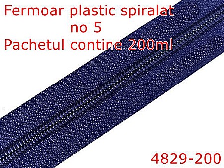 Fermoar - 4829-200/Fermoar plastic spiralat -200mt-pentru confectii maochinarie-no 5--poliester--mov inchis-----