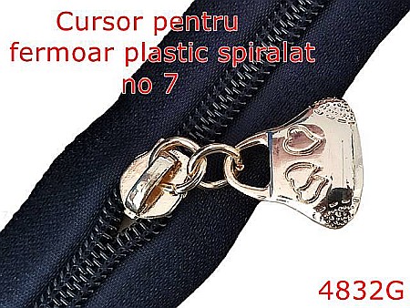 Cursori fermoar plastic - 4832G/Cursor fermoar spiralat din plastic-no 7--zamac--gold light-----