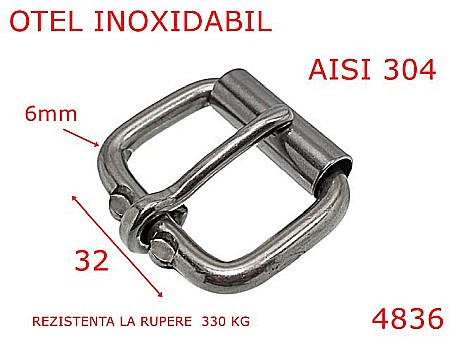 Catarame rola si 1 cui - 4836/Catarama harnasament rezistenta-32-mm-inox-6-nichel-7H1----