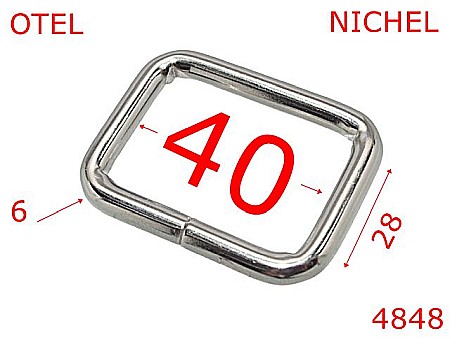 Inele dreptunghiulare - 4848/Inel dreptunghiular poseta sau geanta-40-mm-otel-6-nichel-4A8----