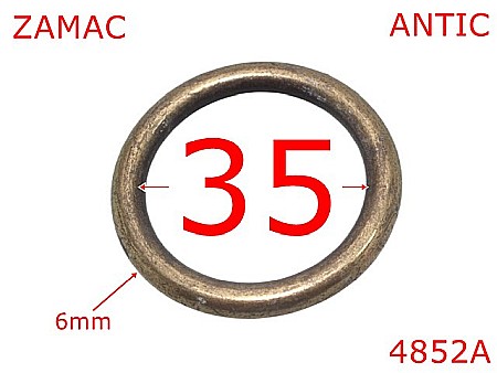 Inele rotunde - 4852A/Inel rotund poseta sau geanta-35-mm-zamac-6-antic--4L4---