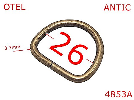 Inele D - 4853A/Inel D poseta geanta sau incataminte-26-mm-otel-3.7-antic--3B7---