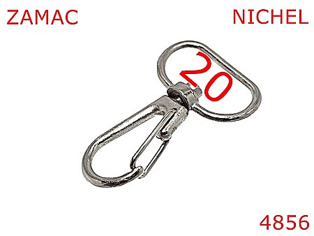 Carabine poseta - 4856/Carabina clasica borseta din piele-20-mm-zamac--nichel-5P8-AB35---