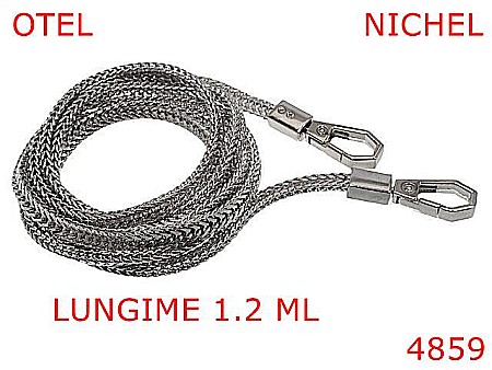 Lant poseta - 4859/Lant metalic cu carabine 1.2 mt-120-mm-otel--nichel-----