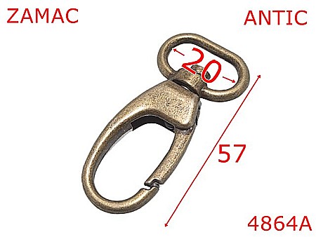 Carabine poseta - 4864A/Carabina maner geanta sau servieta-20-mm-zamac--antic-5H1----