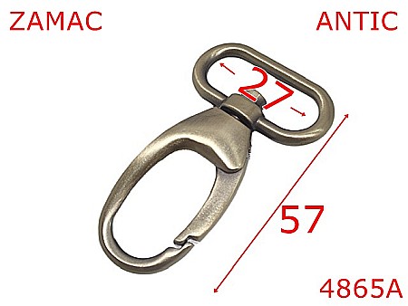 Carabine poseta - 4865A/Carabina maner geanta sau servieta-27-mm-zamac--antic-5H2----