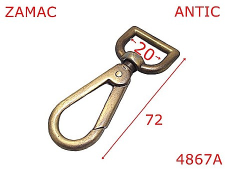 Carabine poseta - 4867A/Carabina masiva geanta sau servieta-20-mm-zamac--antic-5H1----