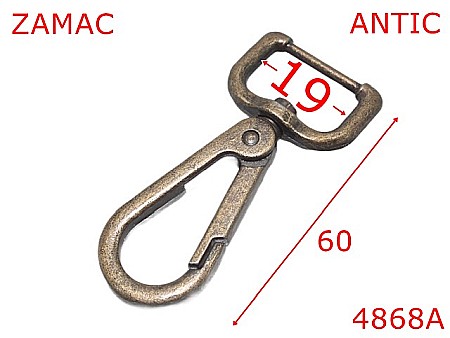Carabine poseta - 4868A/Carabina marochinarie  geanta sau servieta-19-mm-zamac--antic-5H1----
