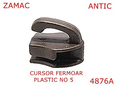 Cursori fermoar plastic - 4876A/Cursor fermoar spiralat din plastic-No5-mm-zamac--antic-----