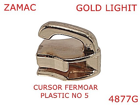 Cursori fermoar plastic - 4877G/Cursor fermoar spiralat din plastic-No5-mm-zamac--gold light-----
