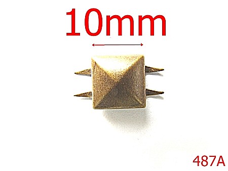 Accesorii metalice pentru marochinarie - 487A/ORNAMENT PIRAMIDAL 10X10 ANTIC-10-mm---antic-----C34