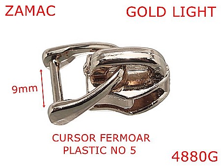 Cursori fermoar plastic - 4880G/Cursor fermoar spiralat din plastic-No5-mm-zamac--gold light-----