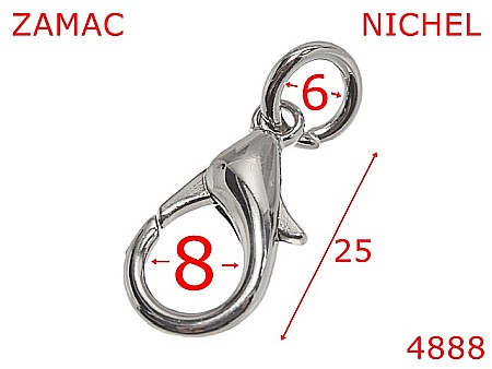 Carabine poseta - 4888/Minicarabina cu inel rotund-25-mm-zamac--nichel-L31-L32----