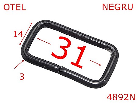Inele dreptunghiulare - 4892N/Inel dreptunghiular poseta sau geanta-31-mm-otel-3-negru--AR36---