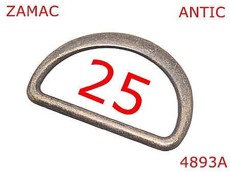 Inele D - 4893A/Inel D turnat pentru marochinarie incaltaminte-25-mm-zamac--antic-3B7----