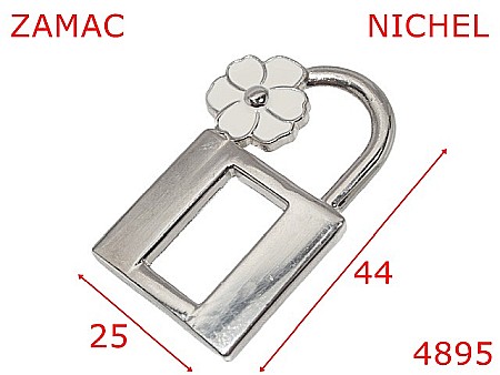 Accesorii metalice pentru marochinarie - 4895/Ornament poseta sau geanta-25x44-mm-zamac--nichel-----