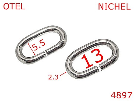 Inele ovale - 4897/Inel oval poseta sau borseta-13-mm-otel-2.3-nichel-----