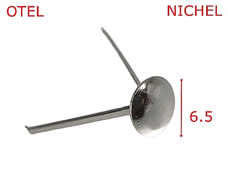 Accesorii metalice pentru marochinarie - 4899/Ornament rotund semibombat-6.5-mm-otel--nichel-----