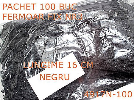 Fermoar - 4917N-100/Set 100 buc fermoar spiralat fix lungime 16 cm-No3--poliester--negru-----