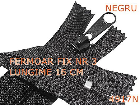 Fermoar - 4917N/Fermoar spiralat fix lungime 16 cm-No3--poliester--negru-----