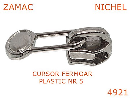 Cursori fermoar plastic - 4921/Cursor fermoar plastic articole de marochinarie-No5-mm-zamac--nichel-----