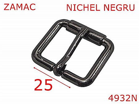 Catarame poseta - 4932N/Catarama marochinarie sau incaltaminte-25-mm-zamac--nichel negru-6i2----
