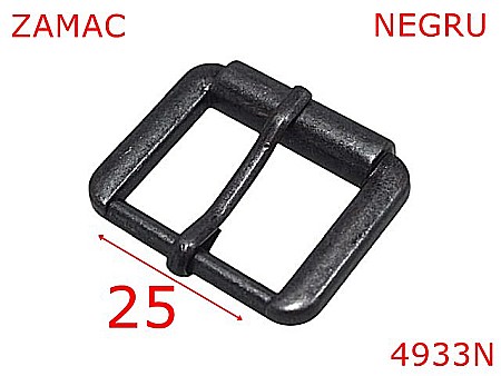 Catarame poseta - 4933N/Catarama marochinarie sau incaltaminte-25-mm-zamac--negru-7B5----