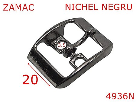 Catarame poseta - 4936N/Catarama marochinarie sau incaltaminte-20-mm-zamac--nichel negru-7A4-7C2----