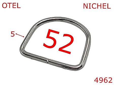 Inele D - 4962/Inel D pentru genti si posete -52-mm-otel-5-nichel-2D1----