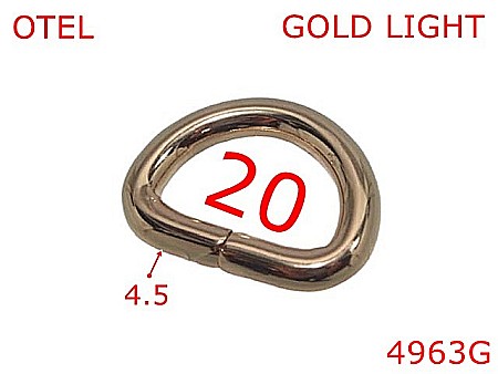 Inele D - 4963G/Inel D pentru genti si posete -20-mm-otel-4.5-gold light-2F1----