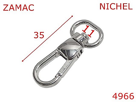 Carabine poseta - 4966/Carabina Mini pentru marochinarie-11-mm-zamac--nichel-5D8----