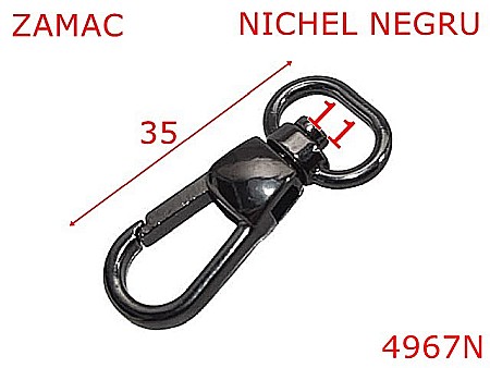 Carabine poseta - 4967N/Carabina Mini pentru marochinarie-11-mm-zamac--nichel negru-5D8----