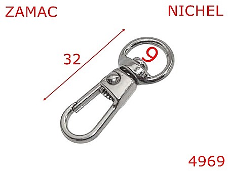 Carabine poseta - 4969/Carabina Mini pentru posete, borsete-9-mm-zamac--nichel-5D9----