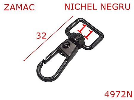 Carabine poseta - 4972N/Minicarabina marochinarie pentru plicuri-11-mm-zamac--nichel negru-5Y9----