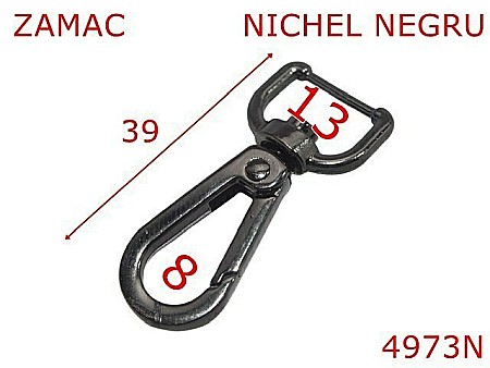 Carabine poseta - 4973N/Minicarabina marochinarie pentru plicuri-13-mm-zamac--nichel negru-5Y11----