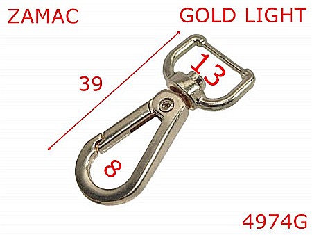 Carabine poseta - 4974G/Minicarabina marochinarie pentru plicuri-13-mm-zamac--gold light-5Y11----