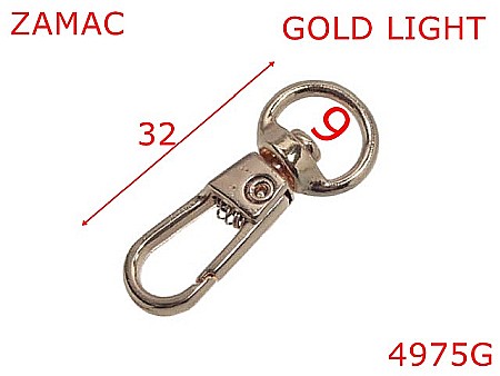 Carabine poseta - 4975G/Minicarabina marochinarie pentru plicuri-9-mm-zamac--gold light-5D9----