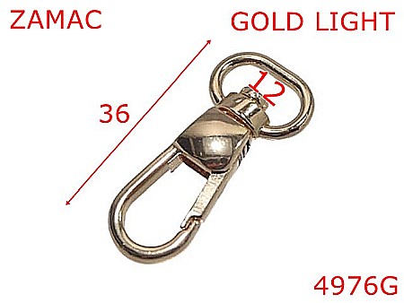 Carabine poseta - 4976G/Minicarabina marochinarie pentru plicuri-12-mm-zamac--gold light-5H3----