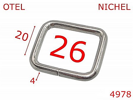 Inele dreptunghiulare - 4978/Inel dreptunghiular genti si posete-24-mm-otel-6-nichel-3L3----