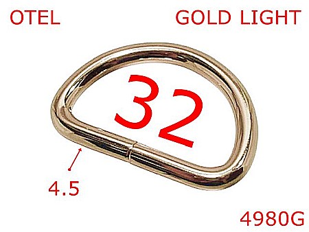 Inele D - 4980G/Inel D confectii poseta si genti-32-mm-otel-4.5-gold light-2F3----